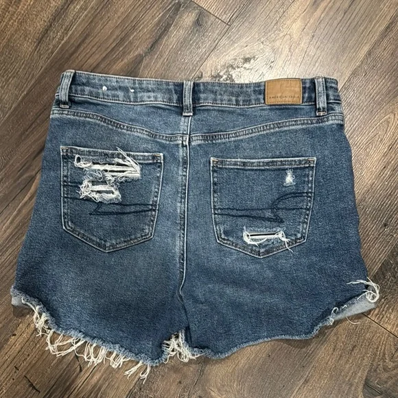 American Eagle Outfitters Blue Distressed Jean Shorts - Picture 7 of 8